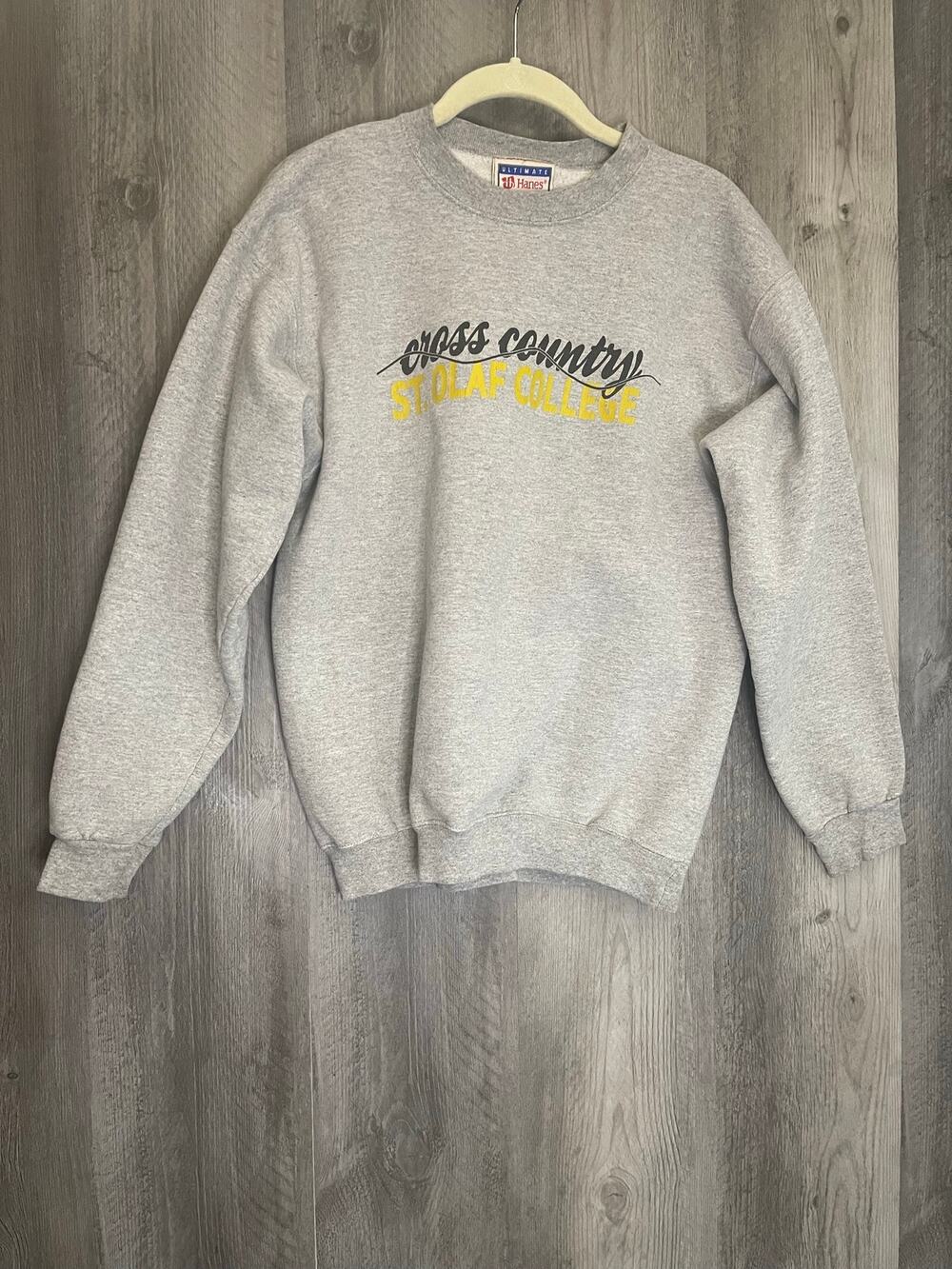 Vintage St Olaf College Cross Country Sweatshirt Hanes Ultimate Cotton Gray